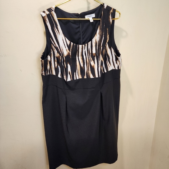 Dressbarn Elegant Black and Brown Printed Plus Size  Sleeveless Dress 18 - Picture 7 of 12